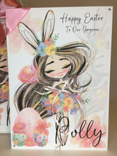 Load image into Gallery viewer, Easter Brown Hair Bunny Ears Card
