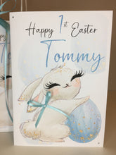 Load image into Gallery viewer, Easter Bunny with Blue Egg Card
