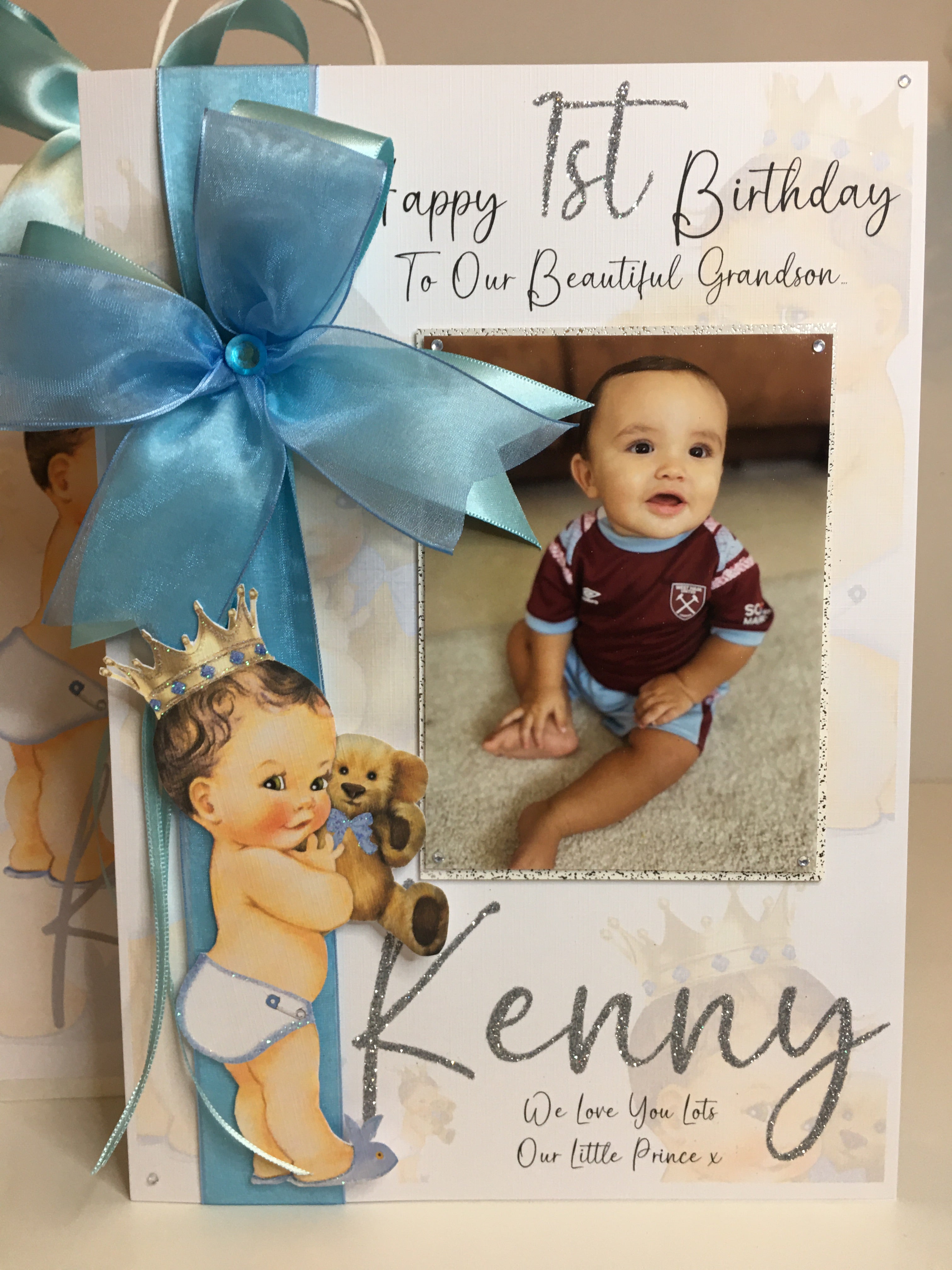 Ribbon & Bow Baby Prince Pop Up Photo Card – Yayyays Store