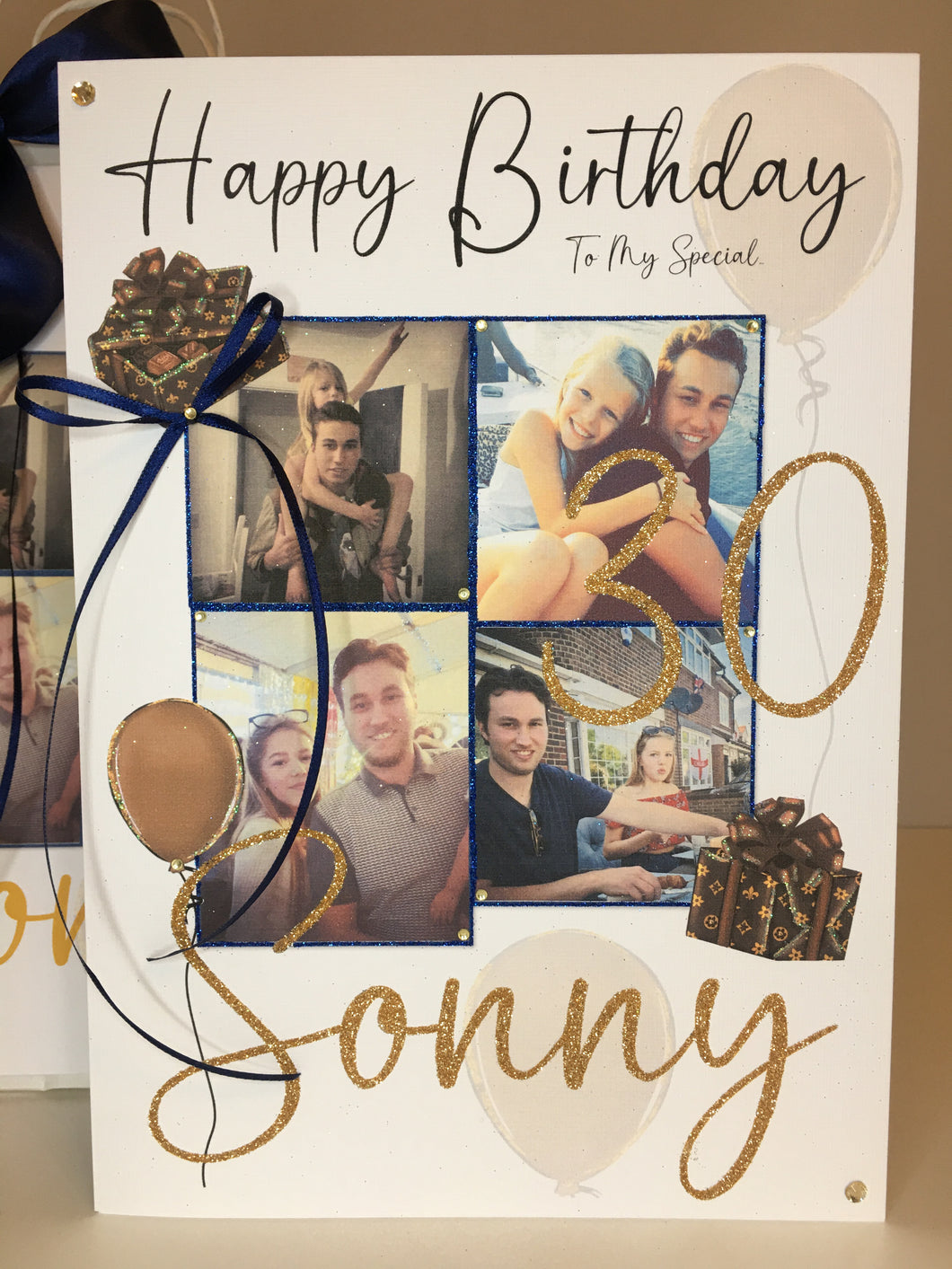 Gold Balloon Designer Inspired Photo Card