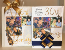 Load image into Gallery viewer, Ribbon &amp; Bow Navy &amp; Gold Designer Inspired Photo Card
