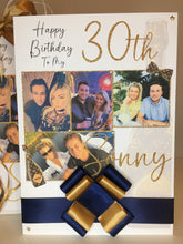 Load image into Gallery viewer, Ribbon &amp; Bow Navy &amp; Gold Designer Inspired Photo Card

