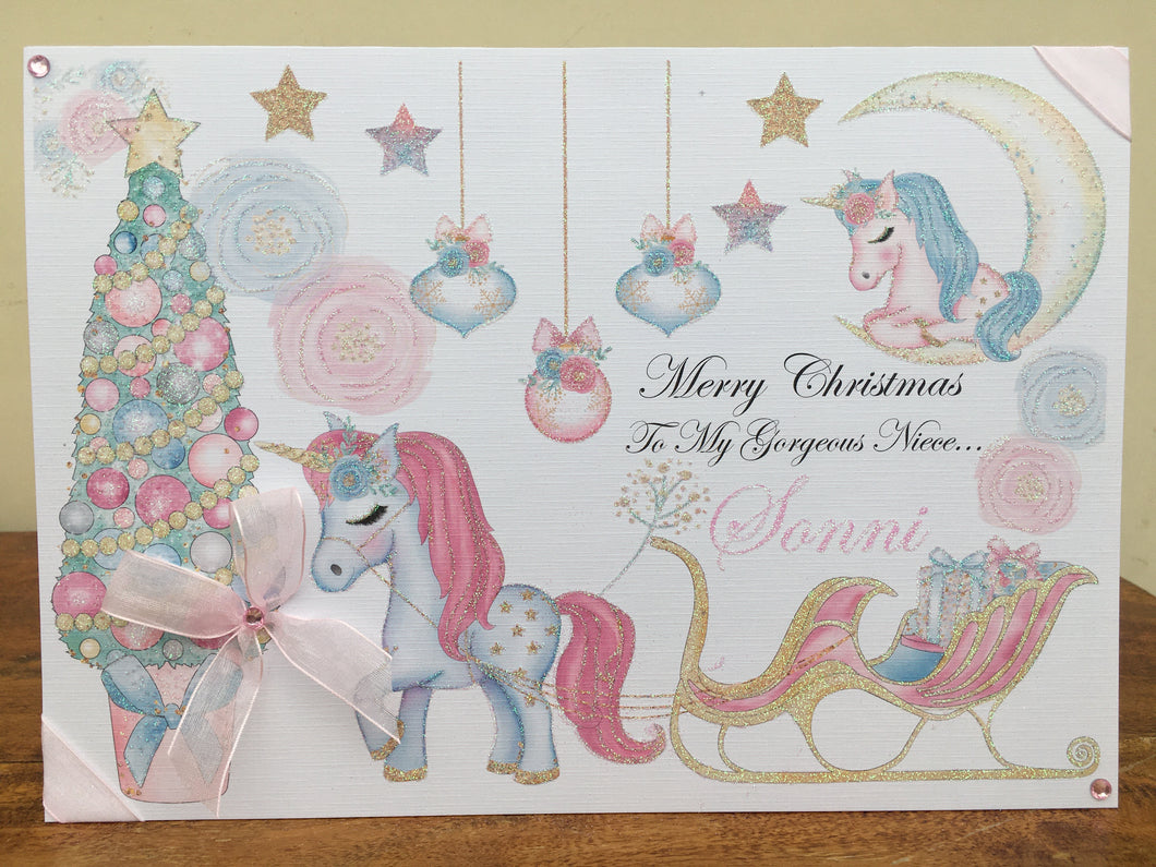 Christmas Unicorn with Sleigh