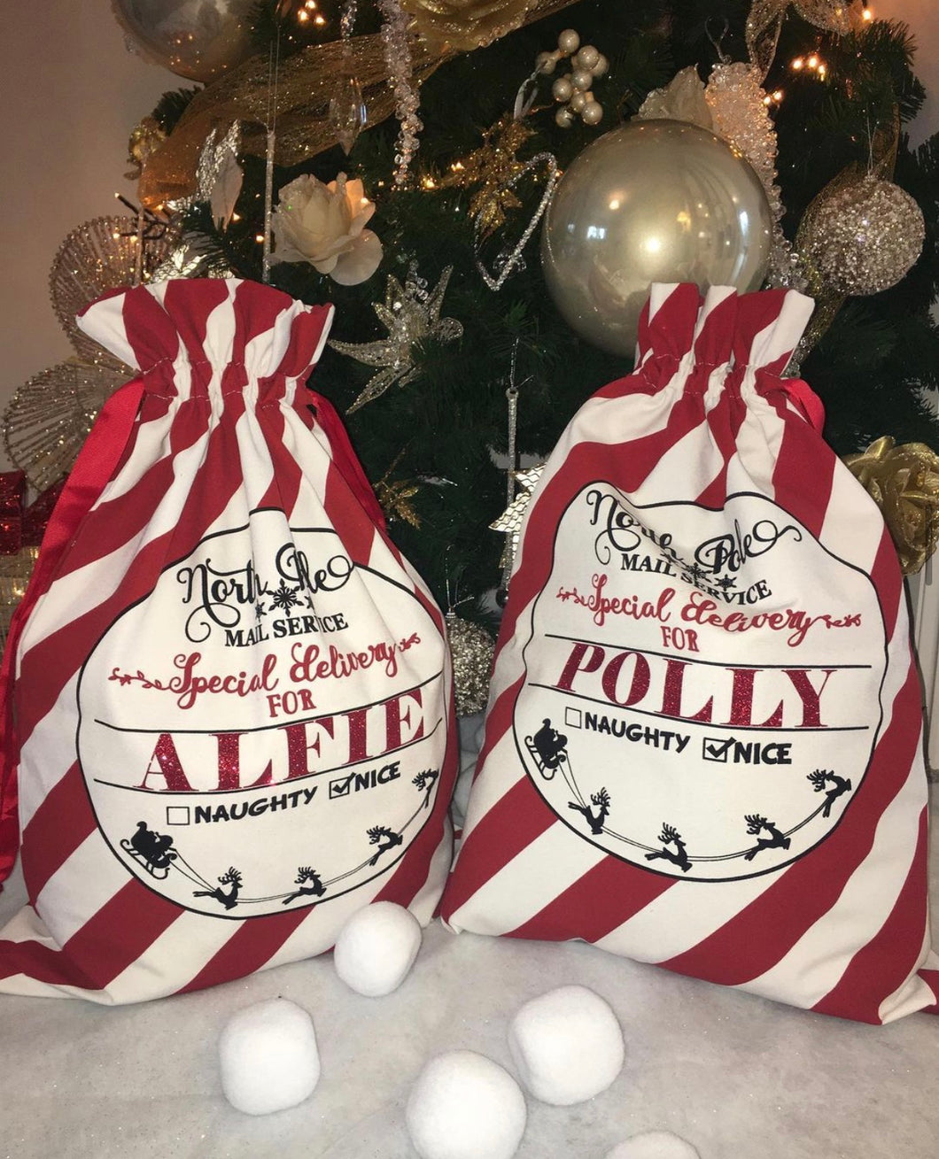 Red & White Stripe Santa Sack