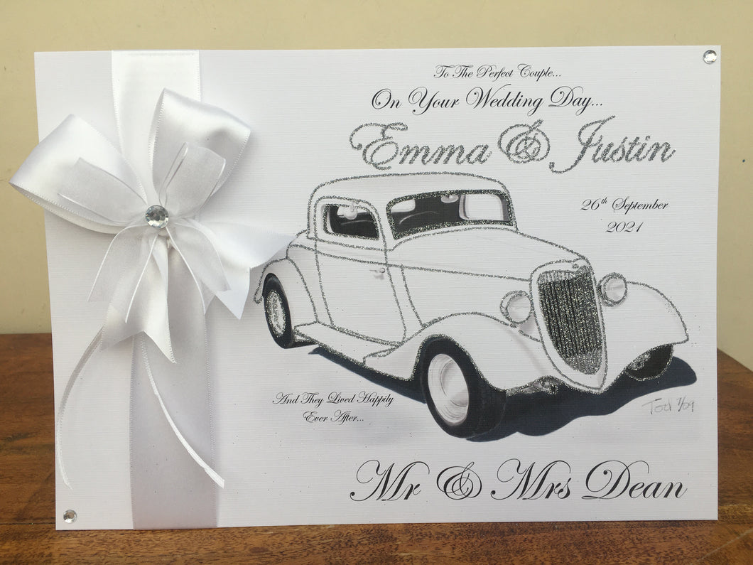 Ribbon & Bow Wedding Car Card