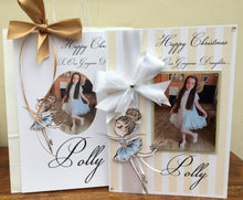 Load image into Gallery viewer, Christmas - Gold/White Stripe Ballerina Pop Up Luxury Photo Card
