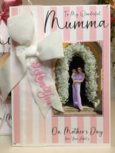 Load image into Gallery viewer, Personalised Velvet Ribbon Pink Stripe I Love You Luxury Photo Card
