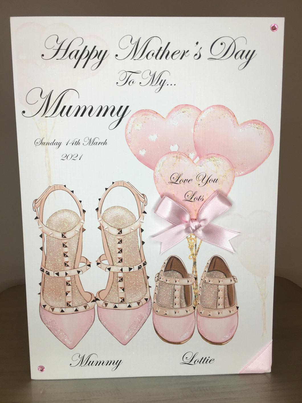 Heels and Shoe with Heart Balloons Card