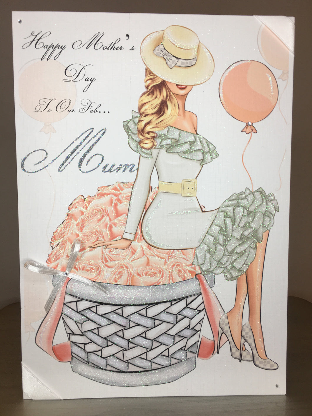 Lady in Cream on Flowers Card