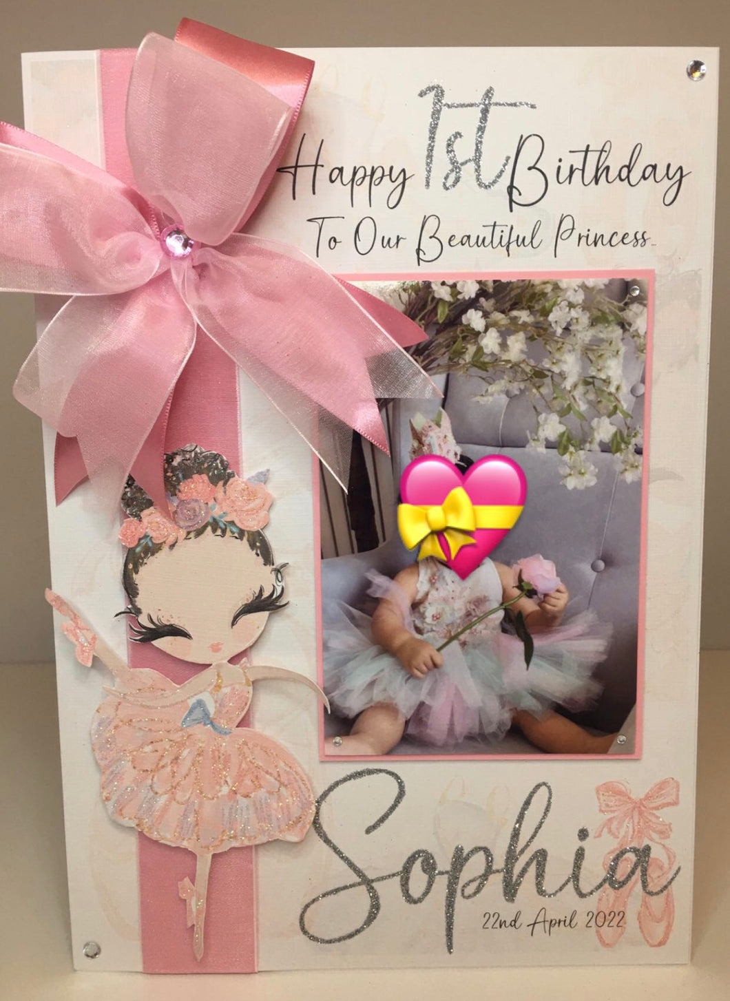 Ribbon & Bow Ballerina Pop Up Luxury Photo Card