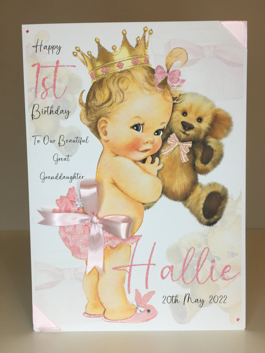 Baby Princess with Teddy Bear Card