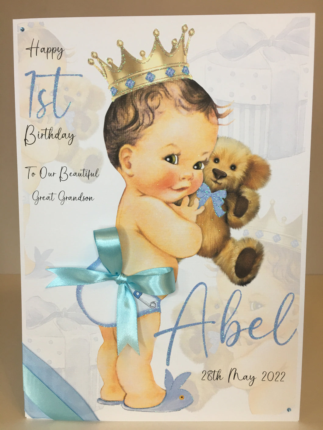 Baby Prince with Teddy Bear Card