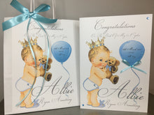 Load image into Gallery viewer, Prince with Bear &amp; Balloon New Born Card
