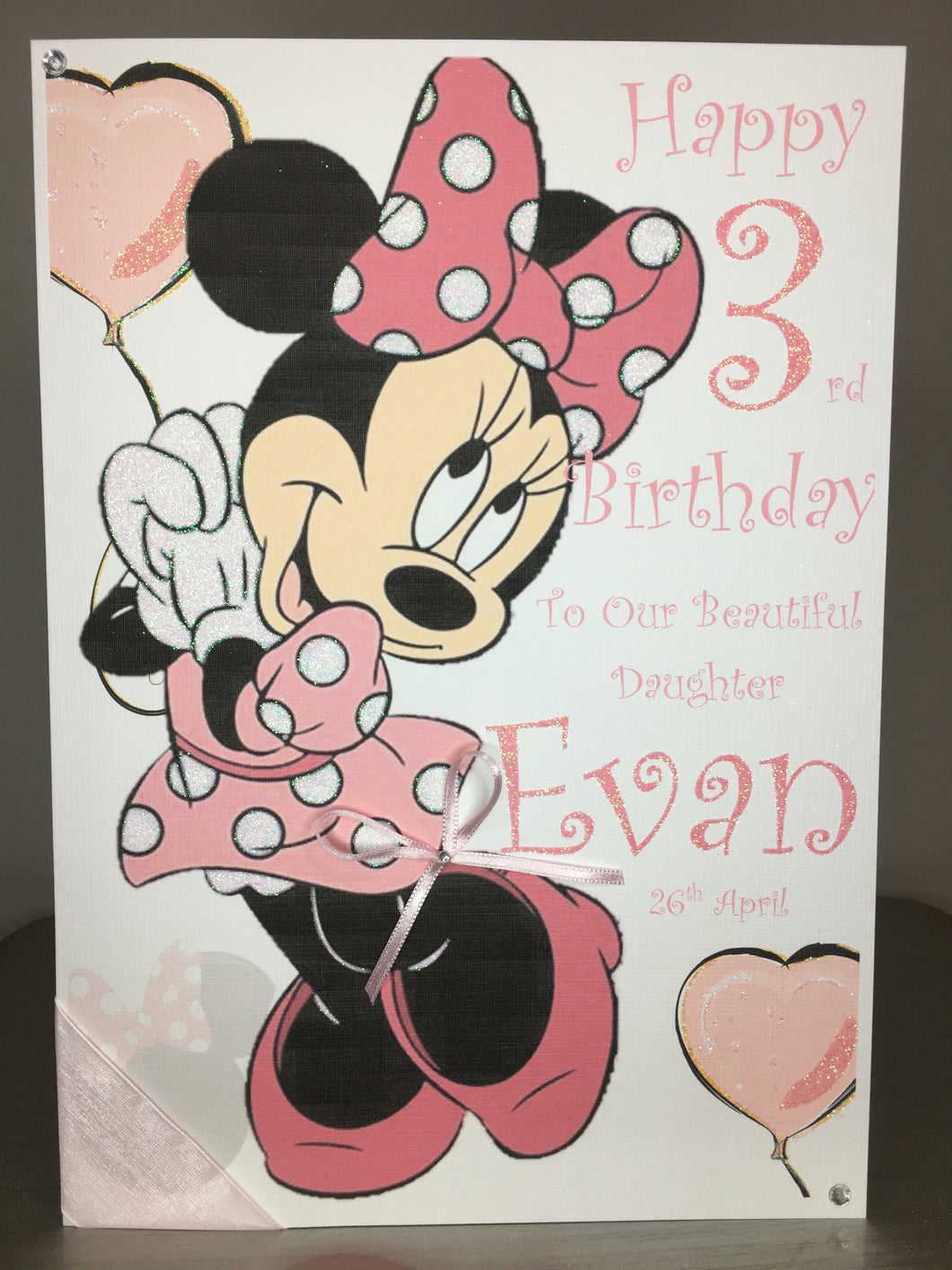 Minnie Mouse Heart Balloon Card