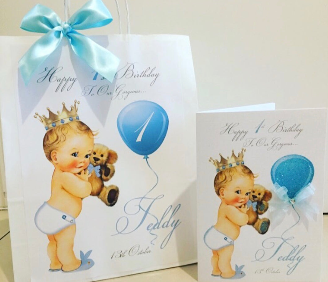 Prince with Bear & Balloon Card