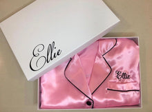Load image into Gallery viewer, Pink Satin Short Set Pyjamas
