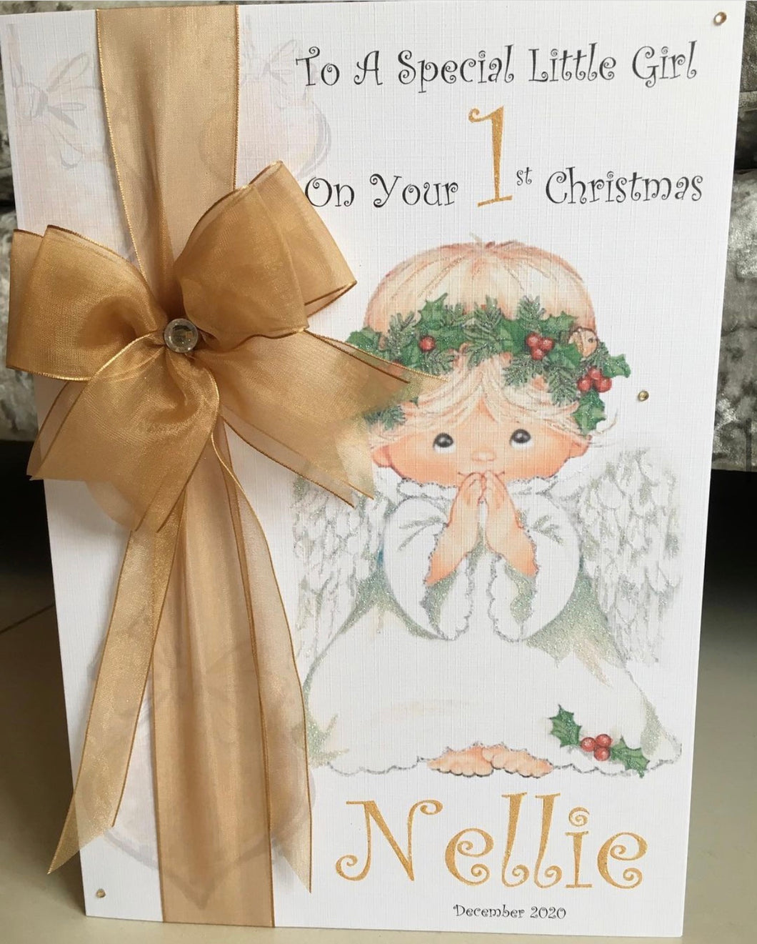 Ribbon & Bow Christmas Angel Card