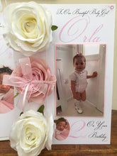 Load image into Gallery viewer, Artificial Pink/White Rose Luxury Photo Card
