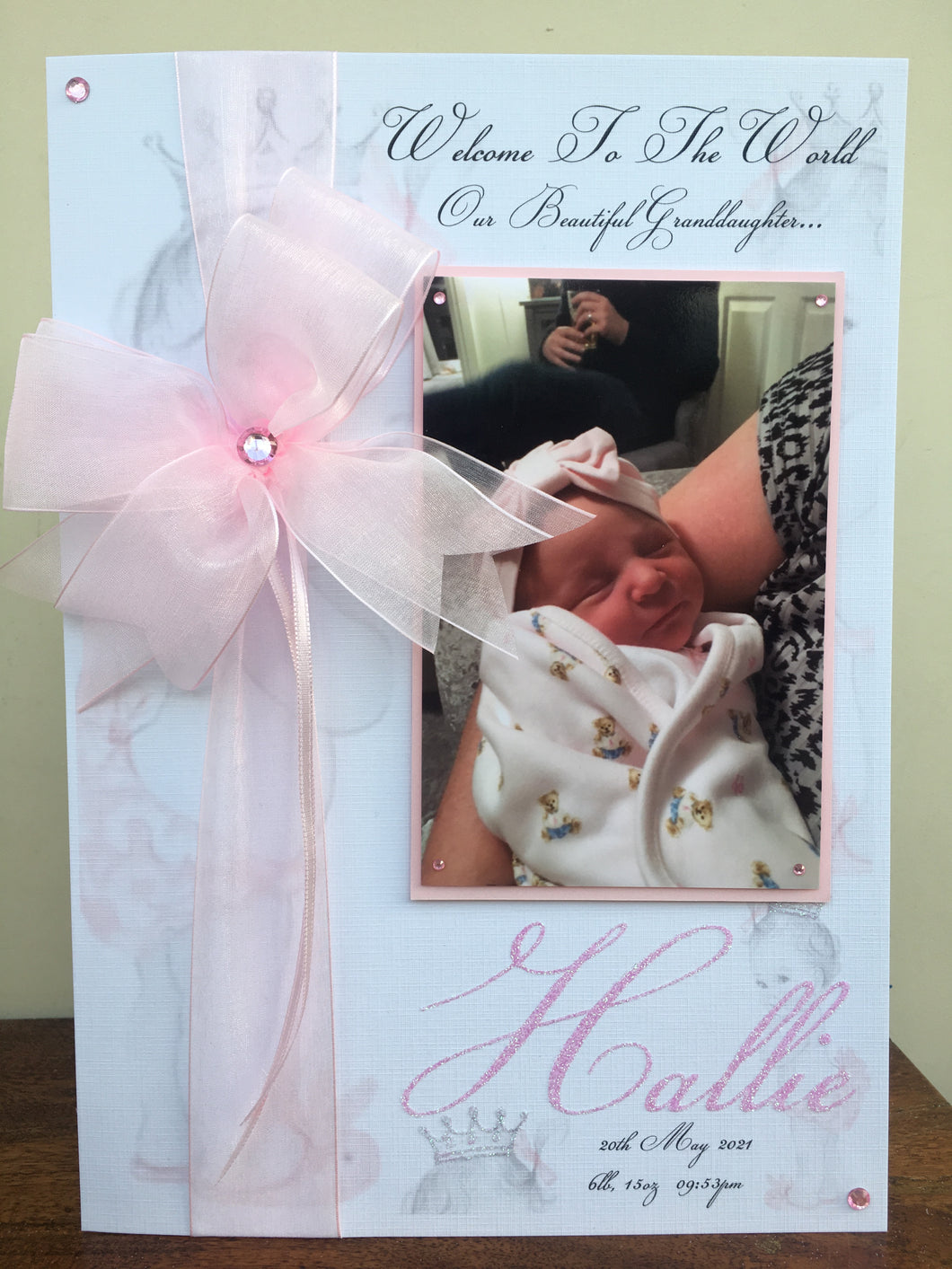 Ribbon & Bow Baby Princess Luxury Photo Card