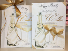 Load image into Gallery viewer, Champagne Bottle &amp; Glasses Gold Card
