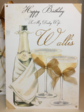 Load image into Gallery viewer, Champagne Bottle &amp; Glasses Gold Card
