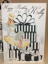 Load image into Gallery viewer, Lady on Champagne with Black &amp; White Gifts Card
