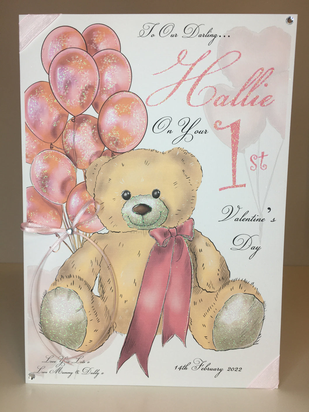 Valentines Pink Bear Card