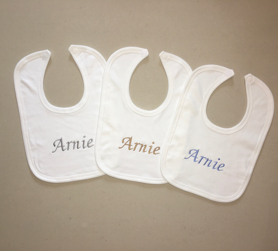 White Personalised Bibs